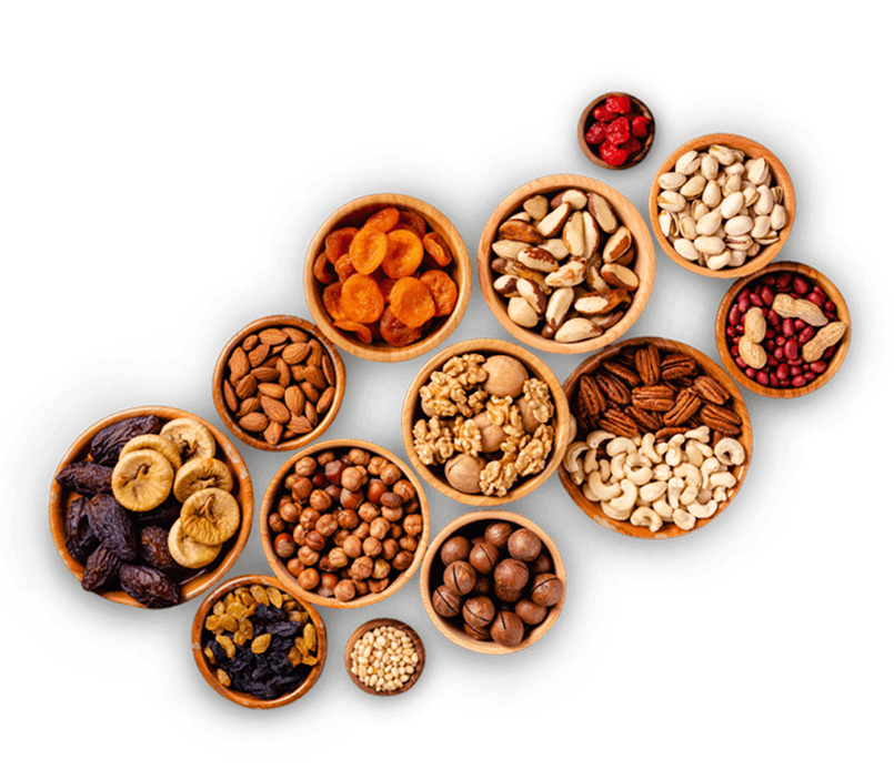 Assortment of healthy nuts and dried fruits